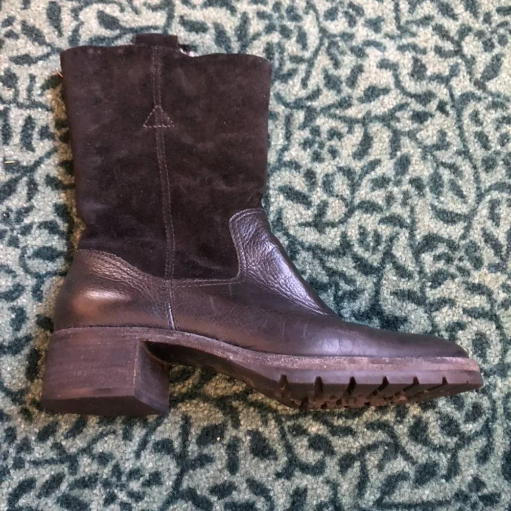 Ralph Lauren Freja Black Leather Winter Boots Sz 4.5 - Picture 5 of 12